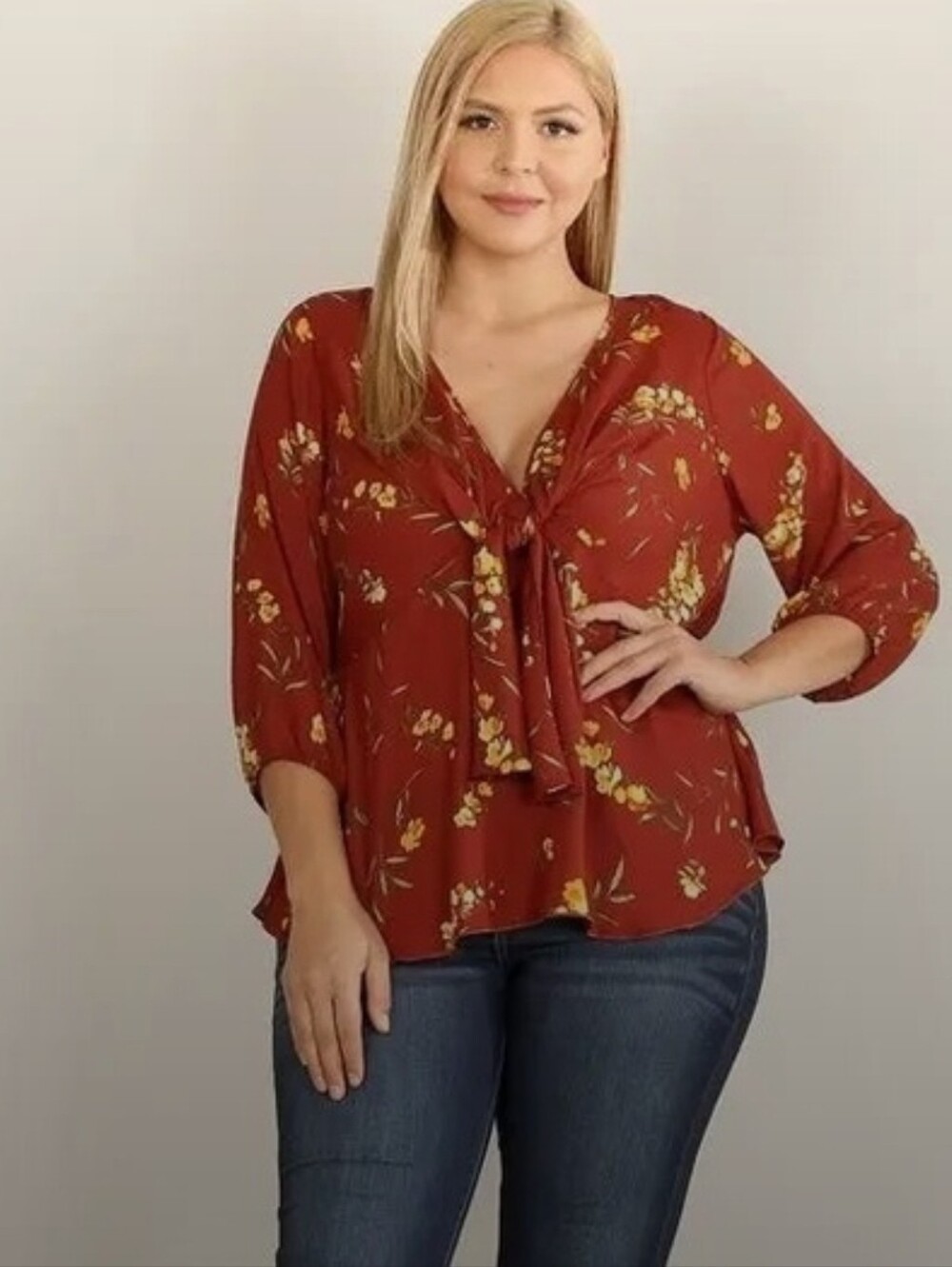 NWT Plus Size Haute Fox Floral Print Babydoll Top
